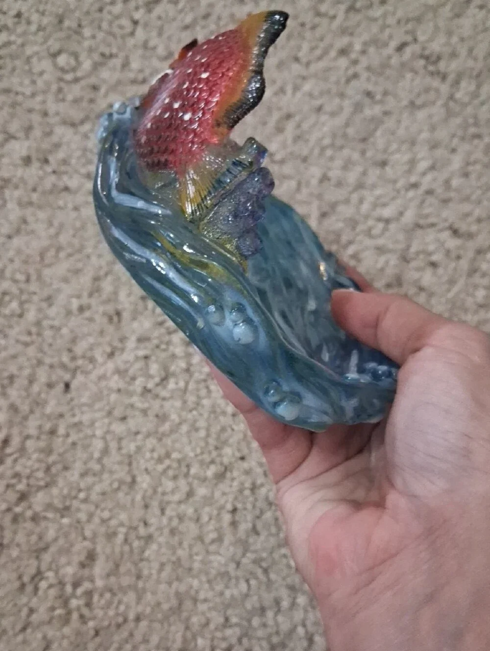 Decorative Fish Water Dish - Blue and Orange Ocean Design Soap Dish Acrylic